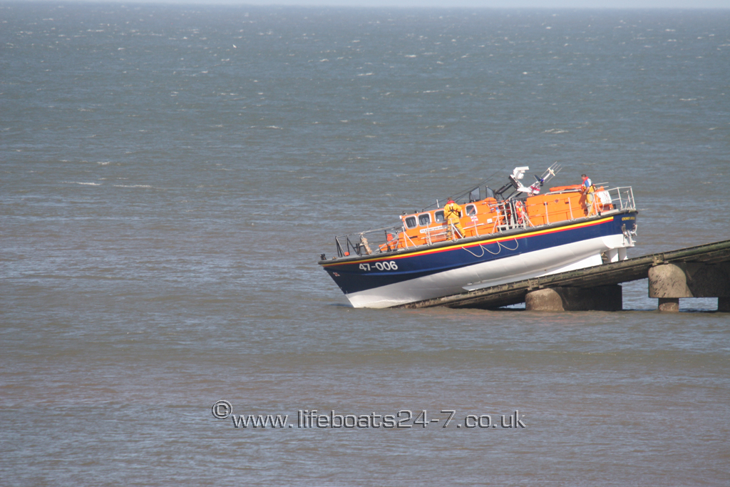 Cromer lifeboat launching on service