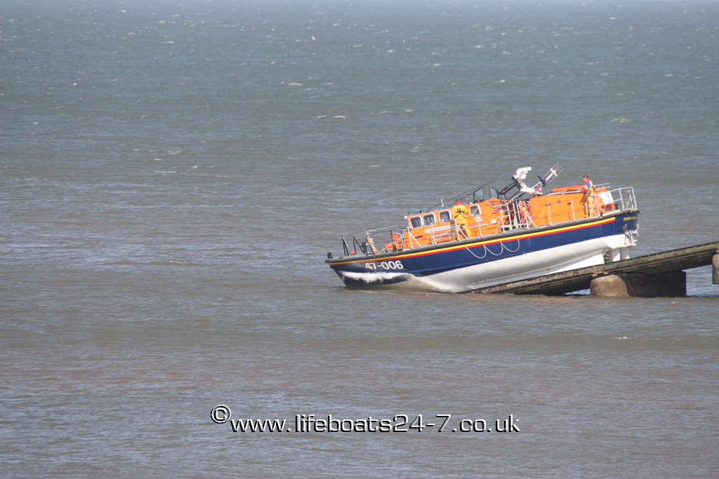 Cromer lifeboat launching on service