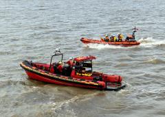 Marine Fire 1 and New Brighton Lifeboat