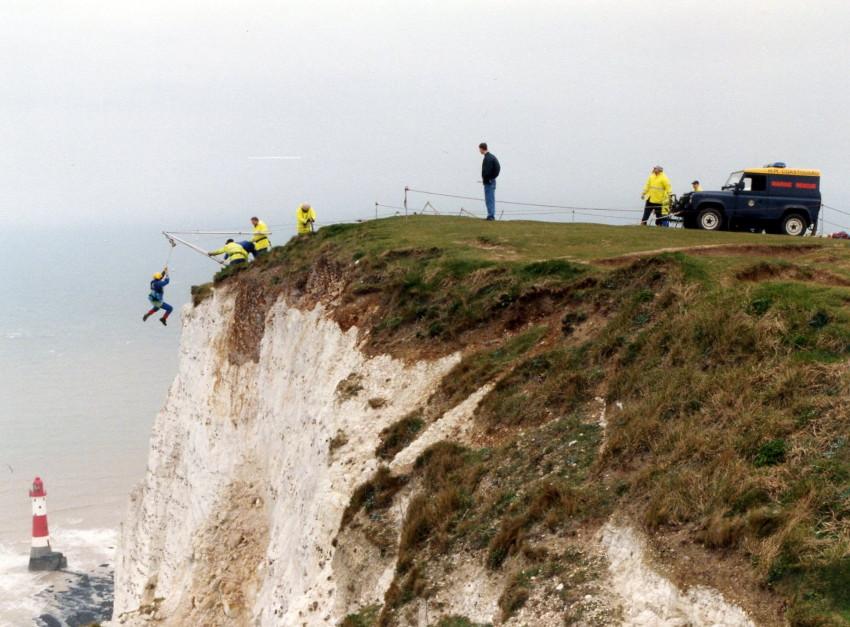Cliff Man starting his descent over Beachy head
